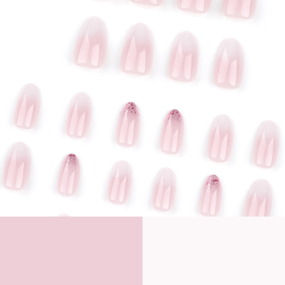 Nude Pink Ombre White Swirl Glitter Accent Press-On Nails