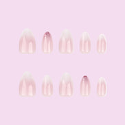 Nude Pink Ombre White Swirl Glitter Accent Press-On Nails