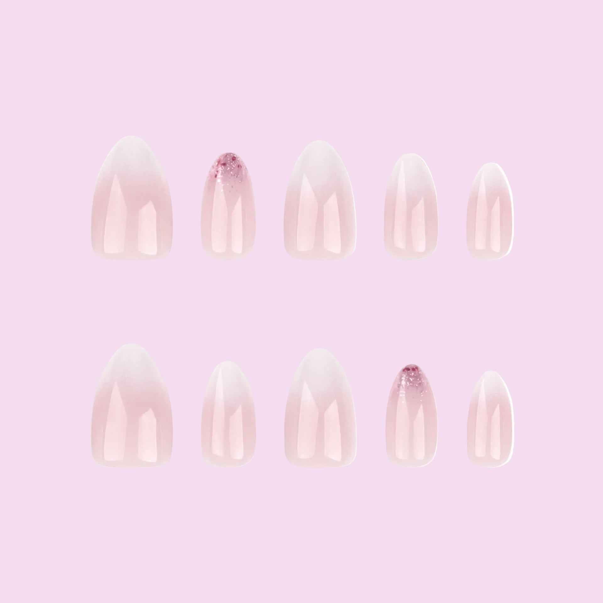 Nude Pink Ombre White Swirl Glitter Accent Press-On Nails