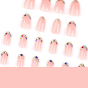 Baby Pink Multicolour Crystal Gem Tip Press-On Nails