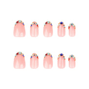 Baby Pink Multicolour Crystal Gem Tip Press-On Nails