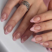 Nude Blush Pink French Tip Swirl Press-On Nails