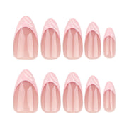 Nude Blush Pink French Tip Swirl Press-On Nails