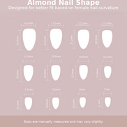 Nude Blush Pink French Tip Swirl Press-On Nails Size Chart
