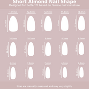 Glossy White Chrome Press-On Nails Size Chart