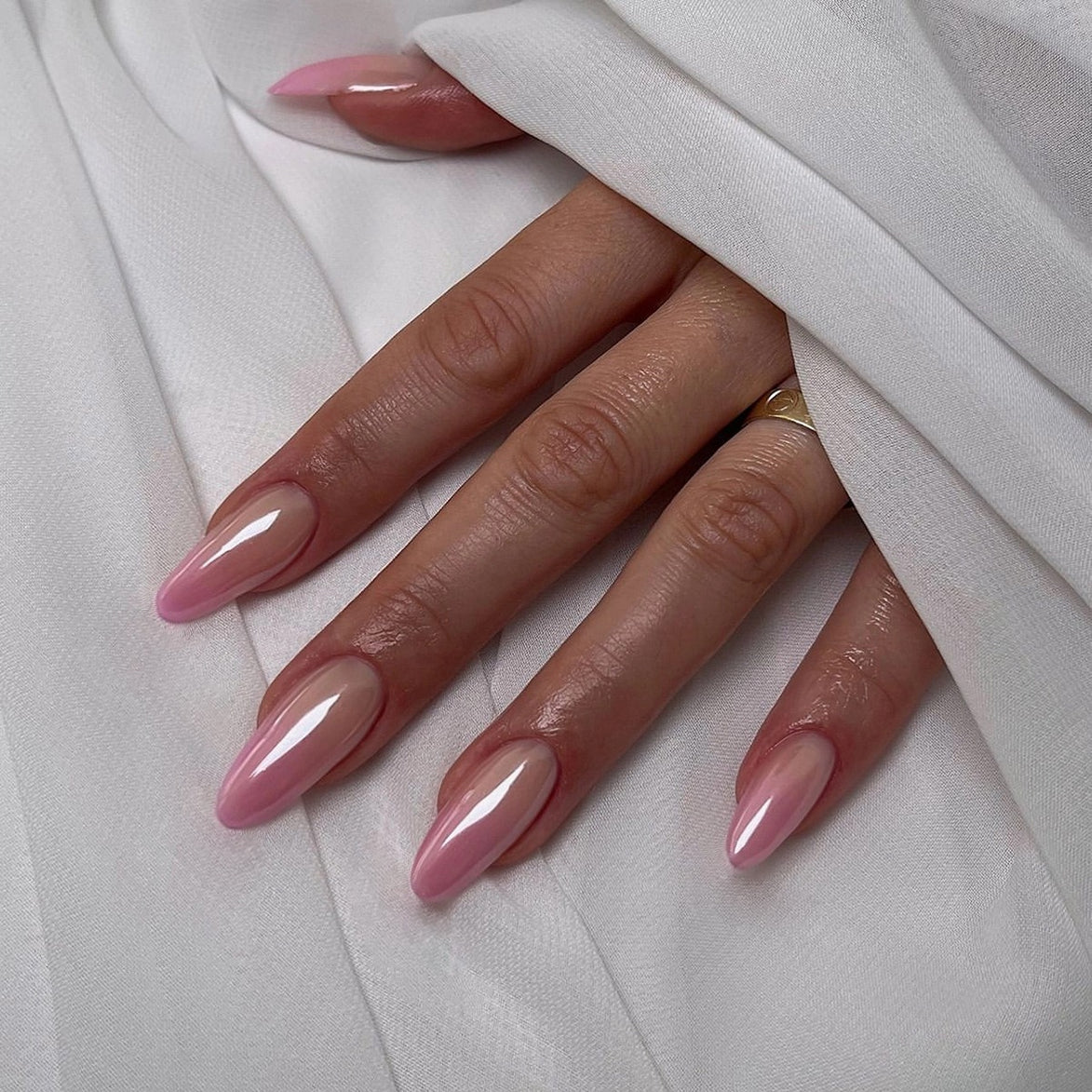 Pink Aurora Chrome Press-On Nails