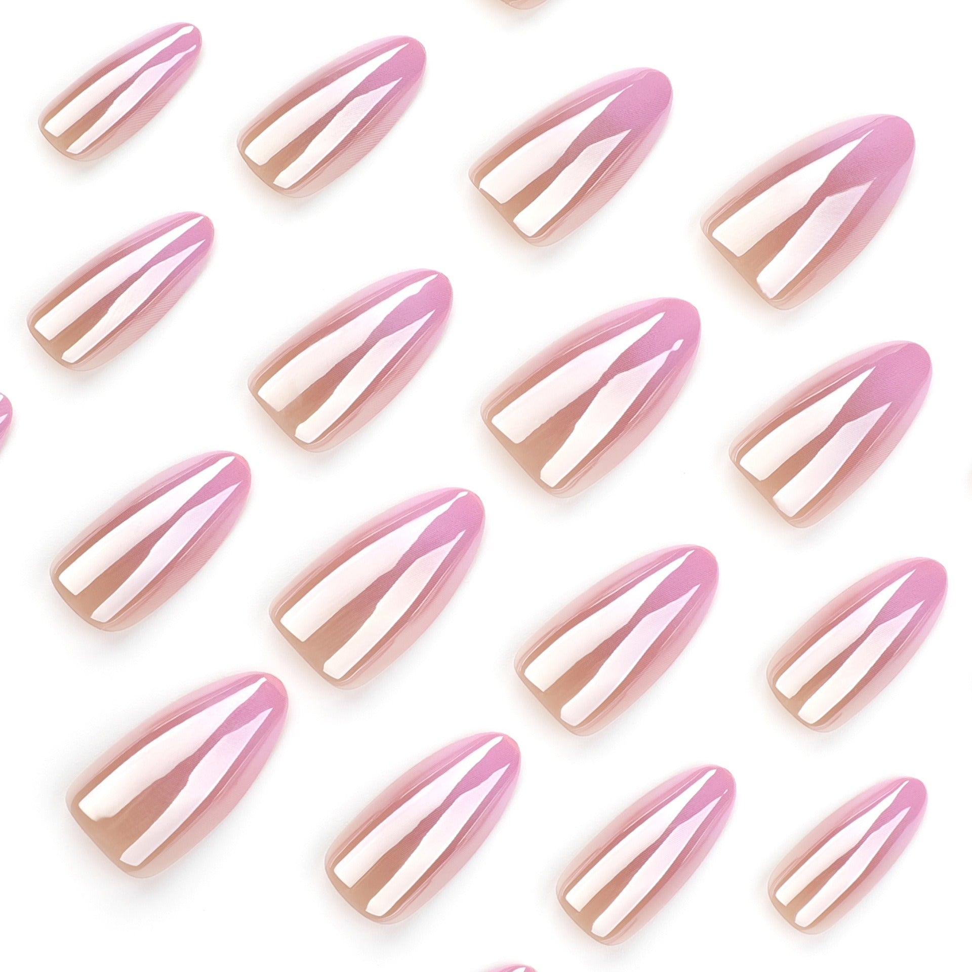 Pink Aurora Chrome Press-On Nails