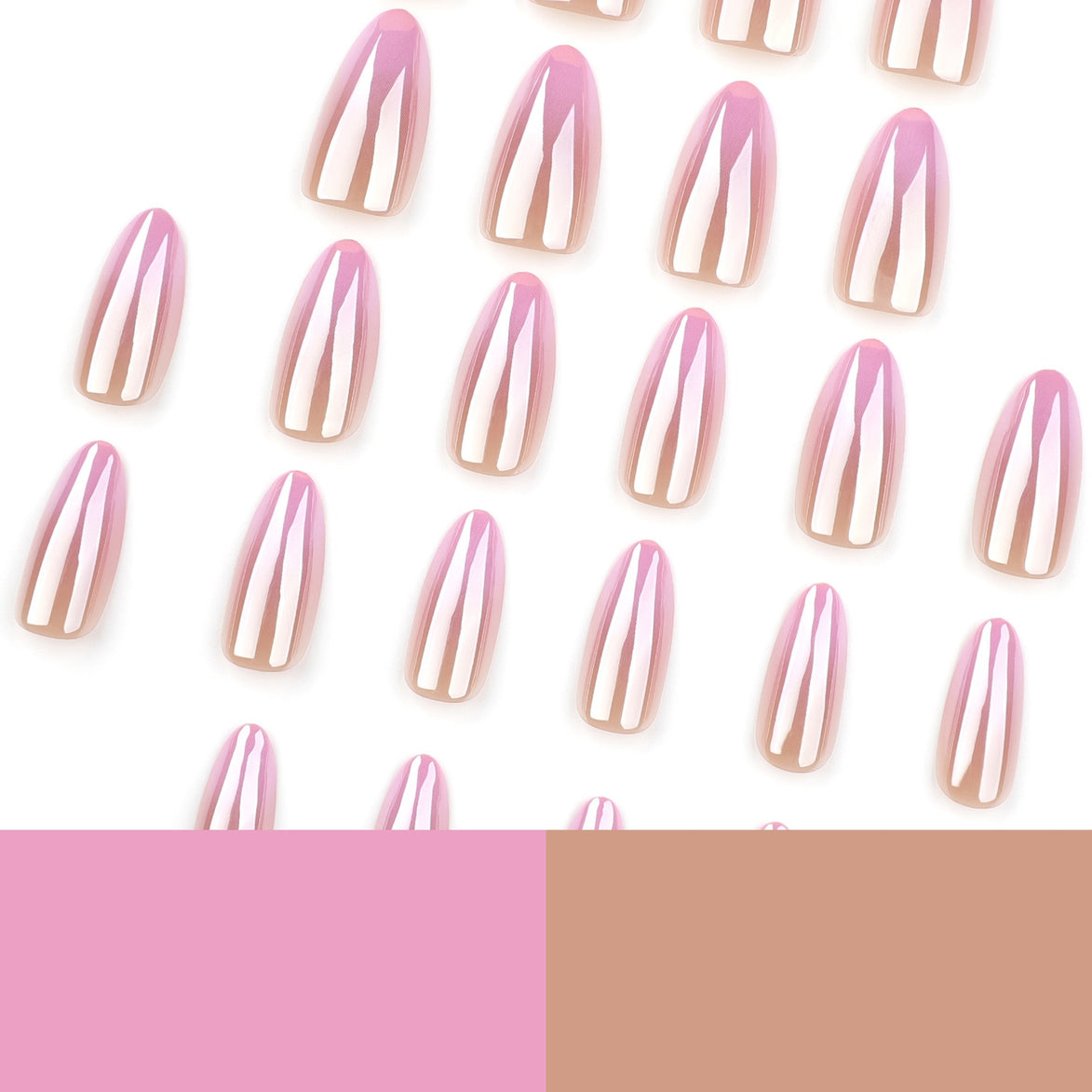 Pink Aurora Chrome Press-On Nails