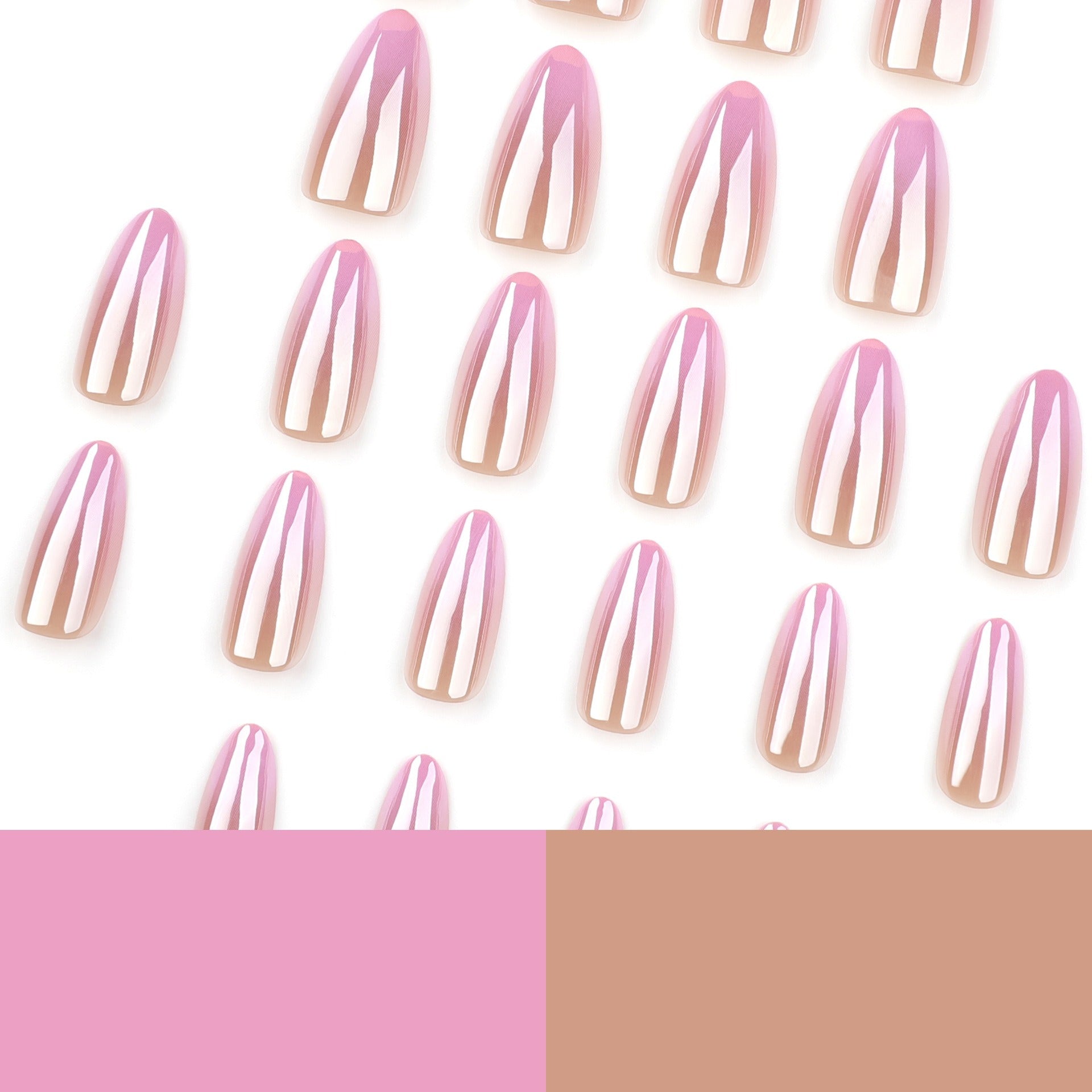 Pink Aurora Chrome Press-On Nails