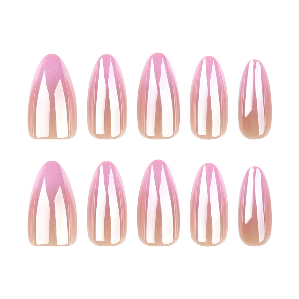 Pink Aurora Chrome Press-On Nails
