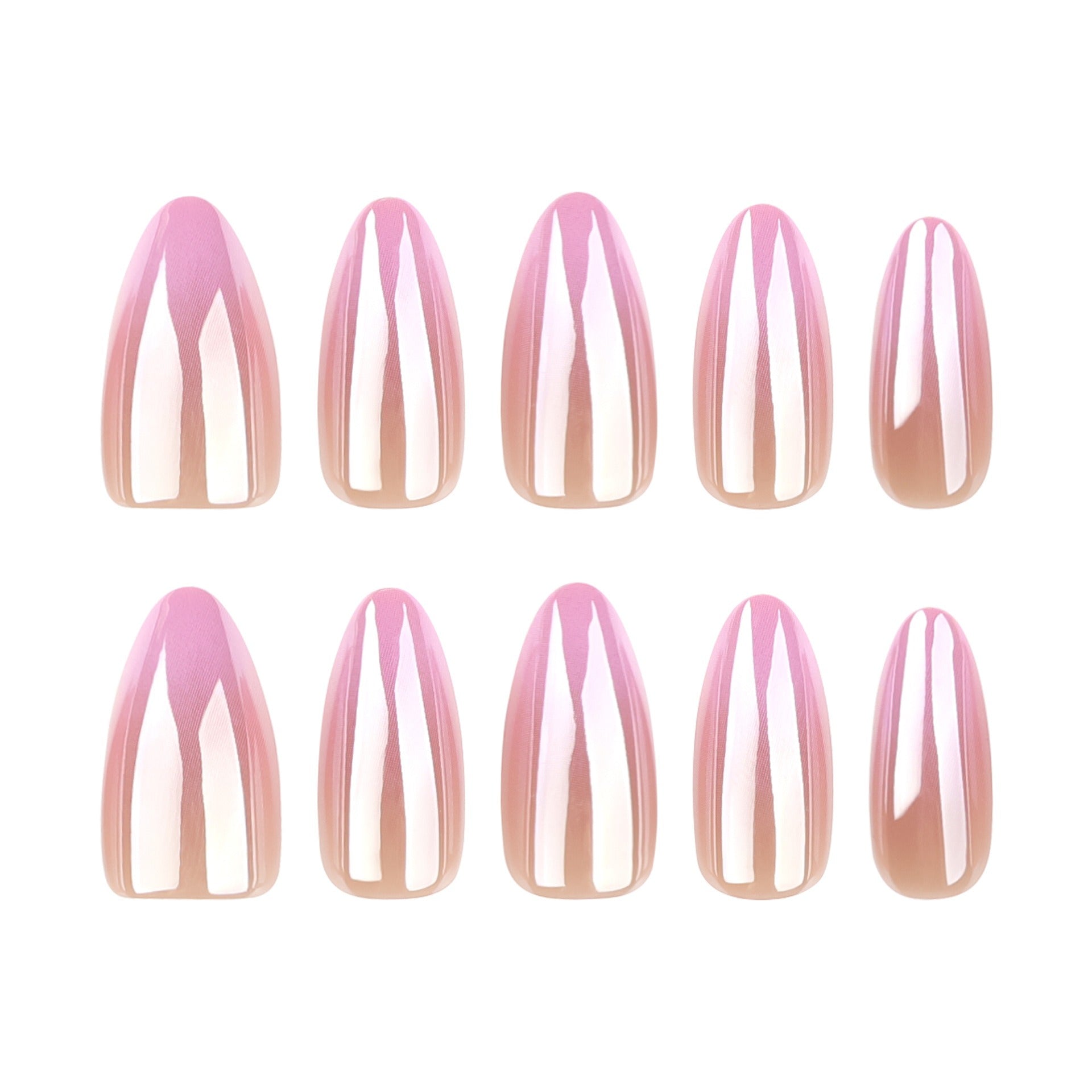 Pink Aurora Chrome Press-On Nails