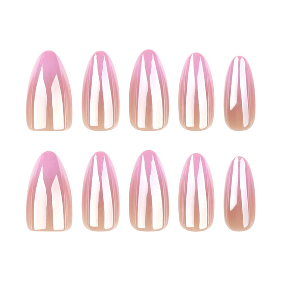 Pink Aurora Chrome Press-On Nails