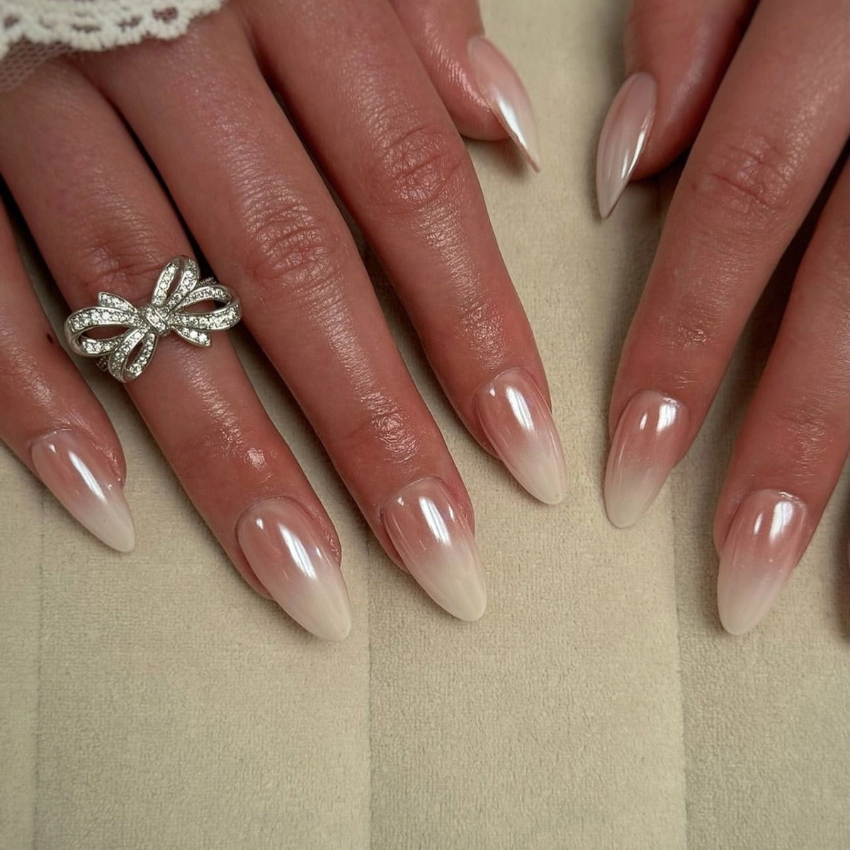 Sheer Nude Pearl Gloss Press-On Nails