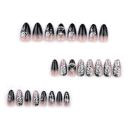 Nude Black Ombre Silver 3D Butterfly Crystal Art Press-On Nails