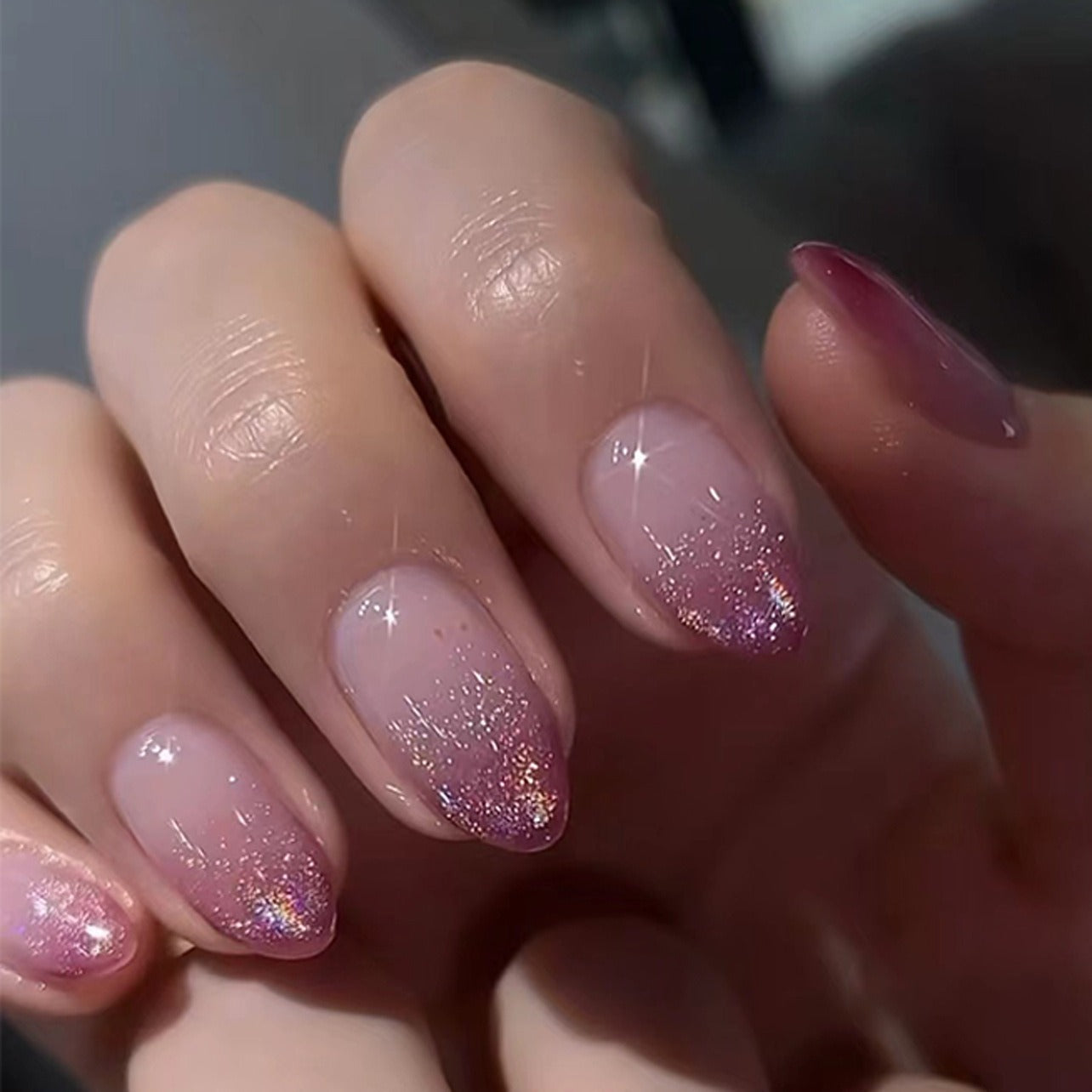 Nude to Purple Glitter Ombre Press-On Nails