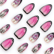 Hot Pink Mystic Eye Black Tip Press-On Nails