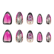 Hot Pink Mystic Eye Black Tip Press-On Nails