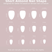 Hot Pink Mystic Eye Black Tip Press-On Nails Size Chart