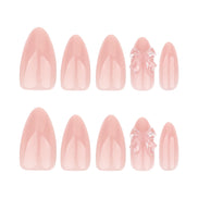 Soft Peach Press-On Nails with 3D Clear Bow