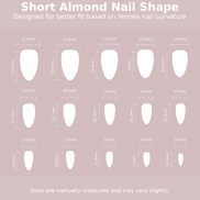 Soft Peach Press-On Nails with 3D Clear Bow Size Chart