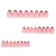 Sheer Pink Red French Tip Heart Press-On Nails