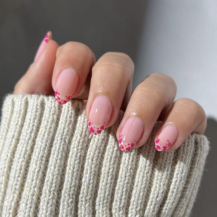 Sheer Pink Heart French Tip Press-On Nails