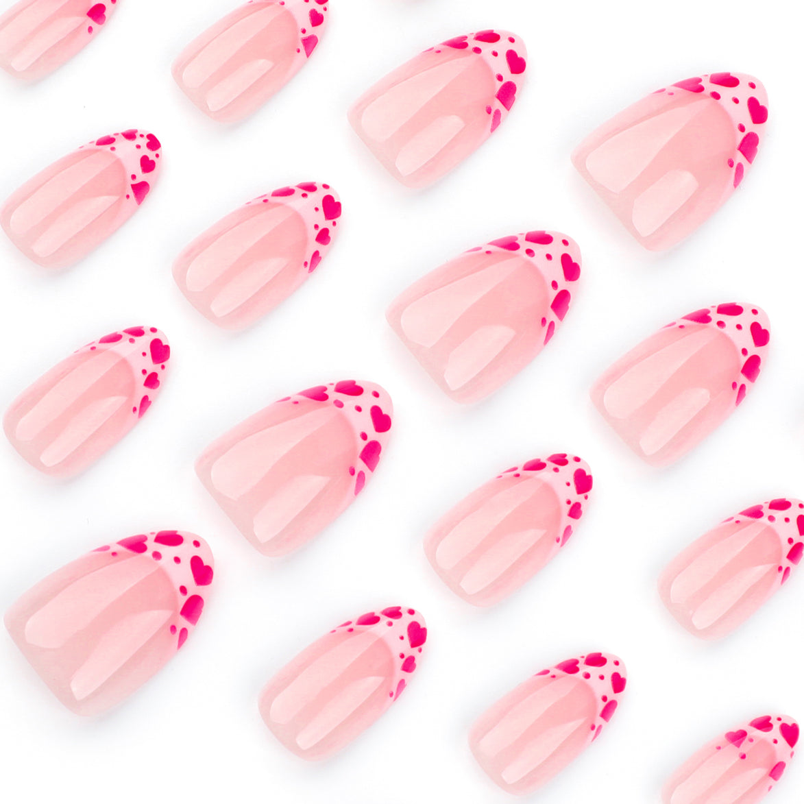 Sheer Pink Heart French Tip Press-On Nails