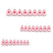 Blush Checker Border Red Heart Press-On Nails