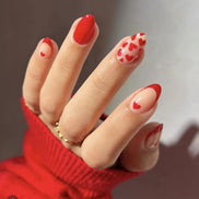 Crimson Red Mixed Heart Press-On Nails