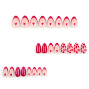Crimson Red Mixed Heart Press-On Nails