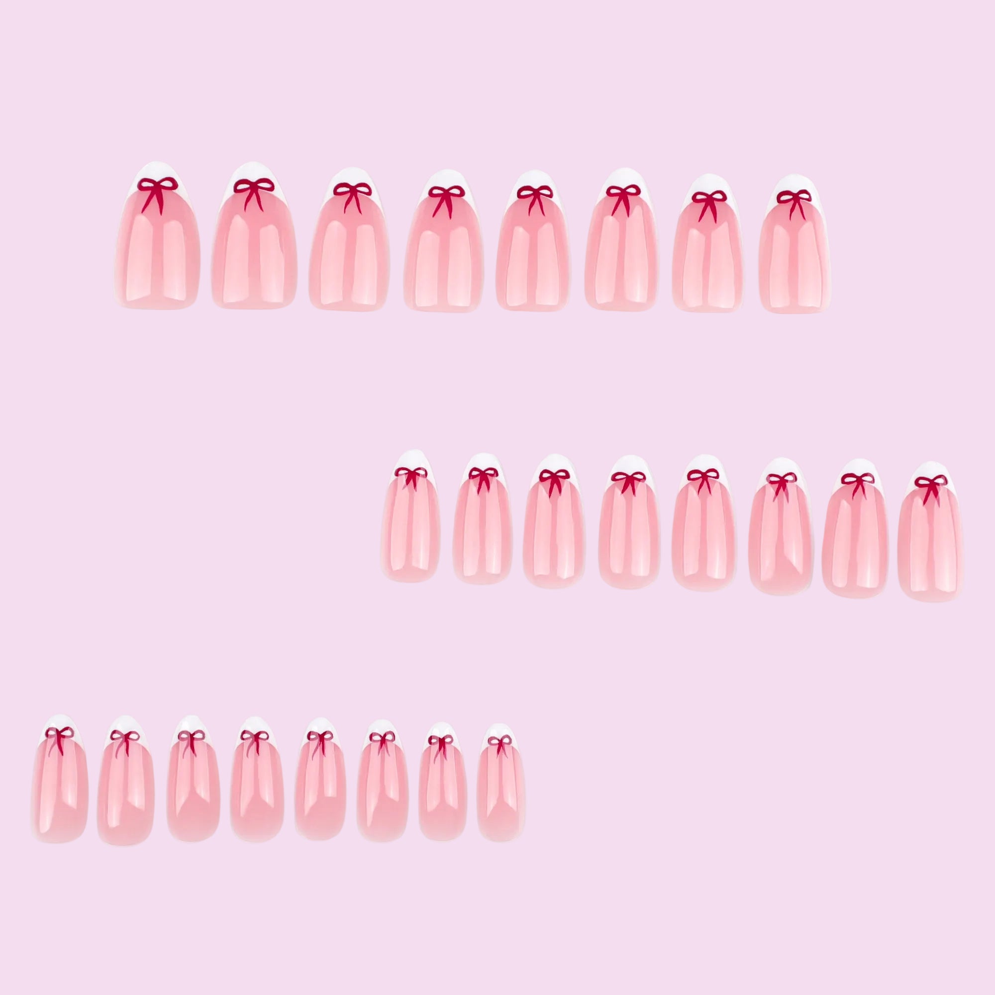 Sheer Blush French Tip with Red Bow Press-On Nails