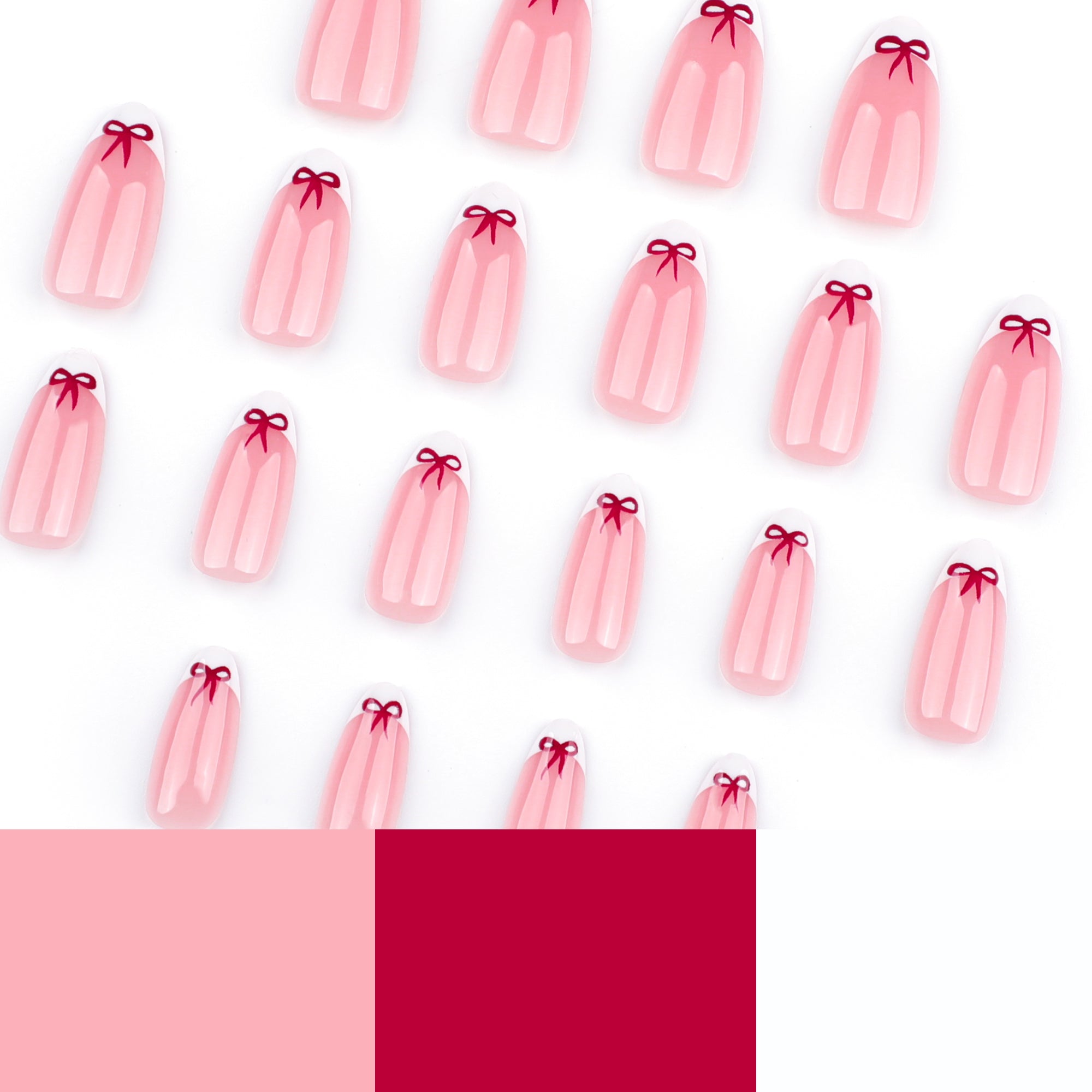 Sheer Blush French Tip with Red Bow Press-On Nails