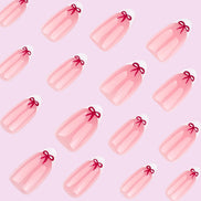 Sheer Blush French Tip with Red Bow Press-On Nails
