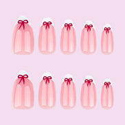 Sheer Blush White French Tip Bow Press-On Nails