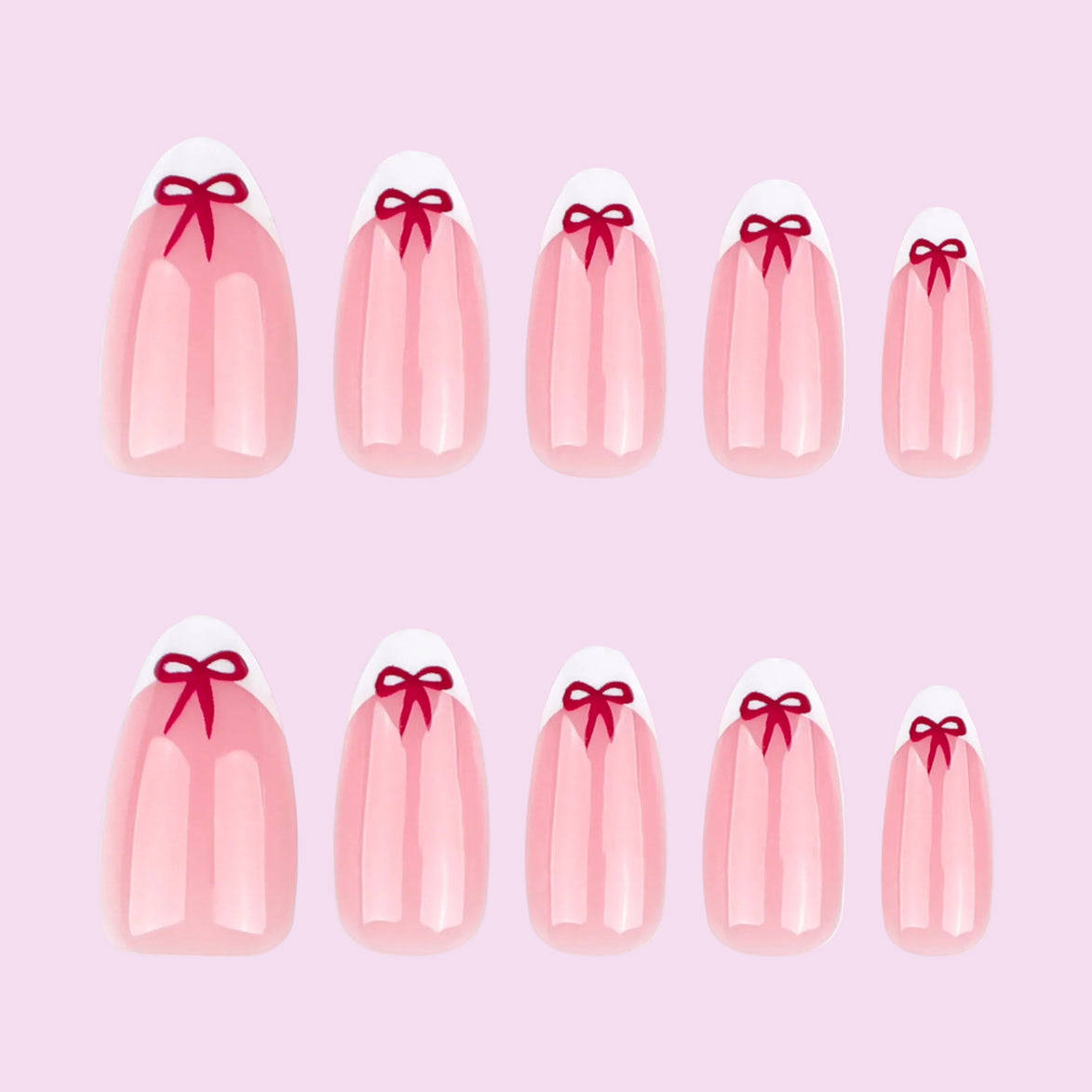 Sheer Blush White French Tip Bow Press-On Nails