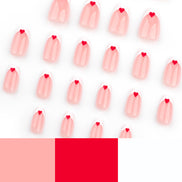 Sheer Nude White French Tip Red Heart Press-On Nails