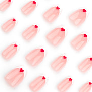 Sheer Nude White French Tip Red Heart Press-On Nails