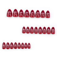 Deep Red Bow Press-On Nails