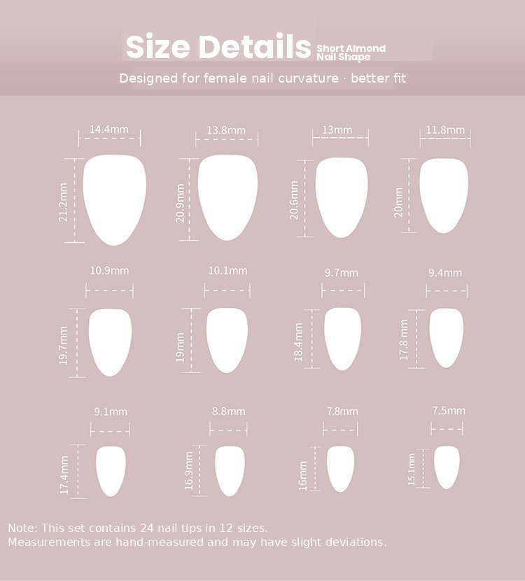 Cherry Leopard French Tip Press-On Nails Size Chart
