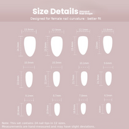 Milky White French Tip Press-On Nails Size Chart