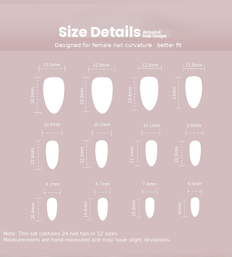 Milky White French Tip Press-On Nails Size Chart