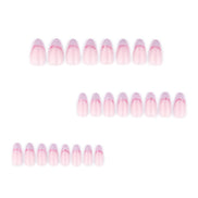 Soft Pink Purple Glitter Curve Press-On Nails