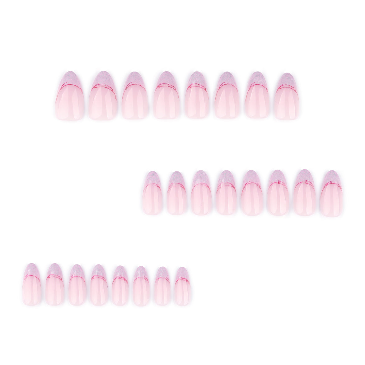 Soft Pink Purple Glitter Curve Press-On Nails