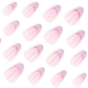Soft Pink Purple Glitter Curve Press-On Nails