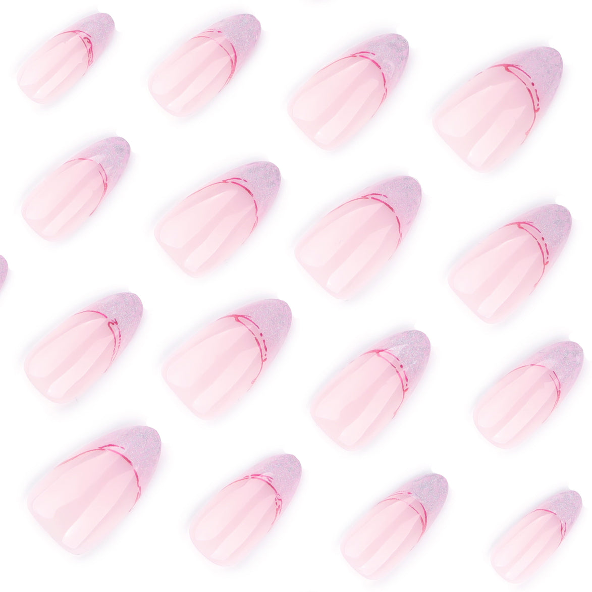 Soft Pink Purple Glitter Curve Press-On Nails