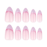 Soft Pink Purple Glitter Curve Press-On Nails