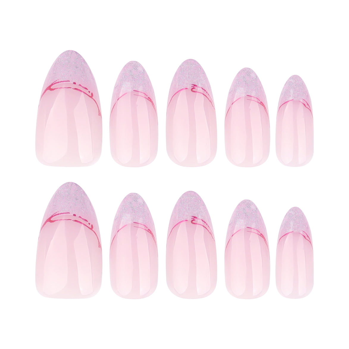 Soft Pink Purple Glitter Curve Press-On Nails