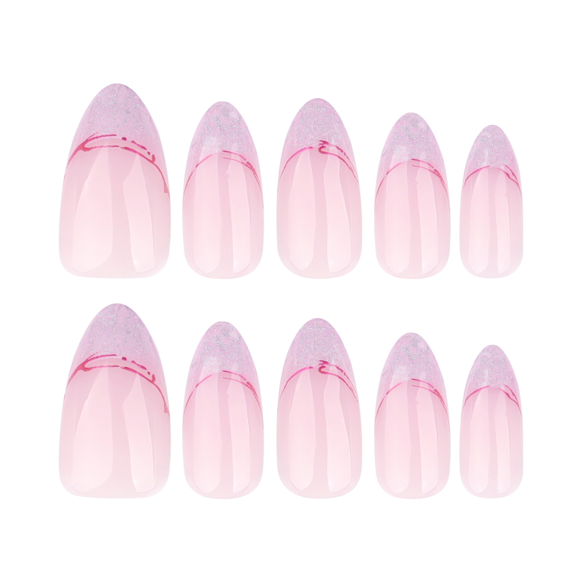 Soft Pink Purple Glitter Curve Press-On Nails