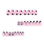 Baby Pink with Black Star Art & Black French Tips Press-On Nails