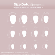 Baby Pink with Black Star Art & Black French Tips Press-On Nails Size Chart